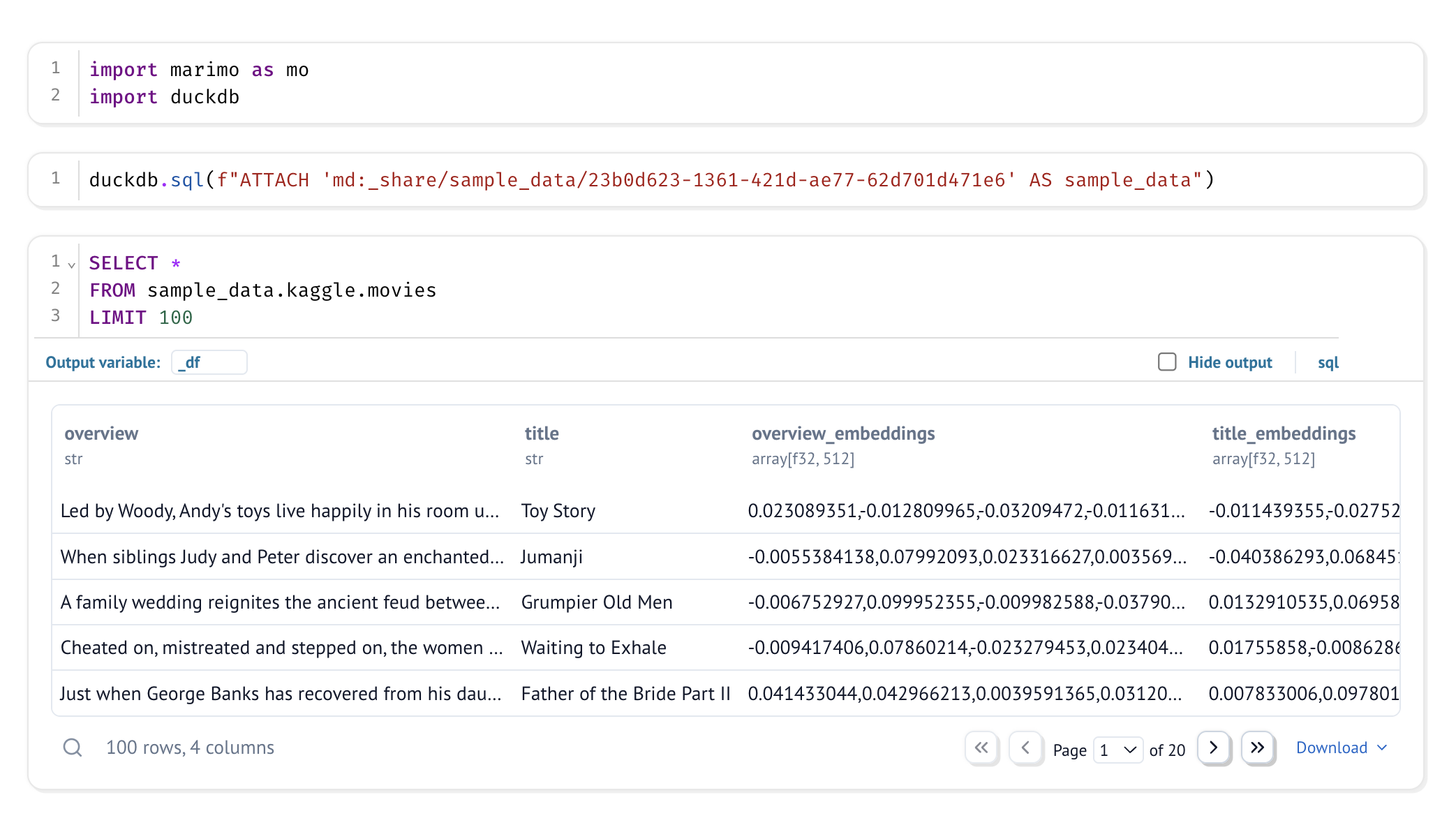 Query a MotherDuck table